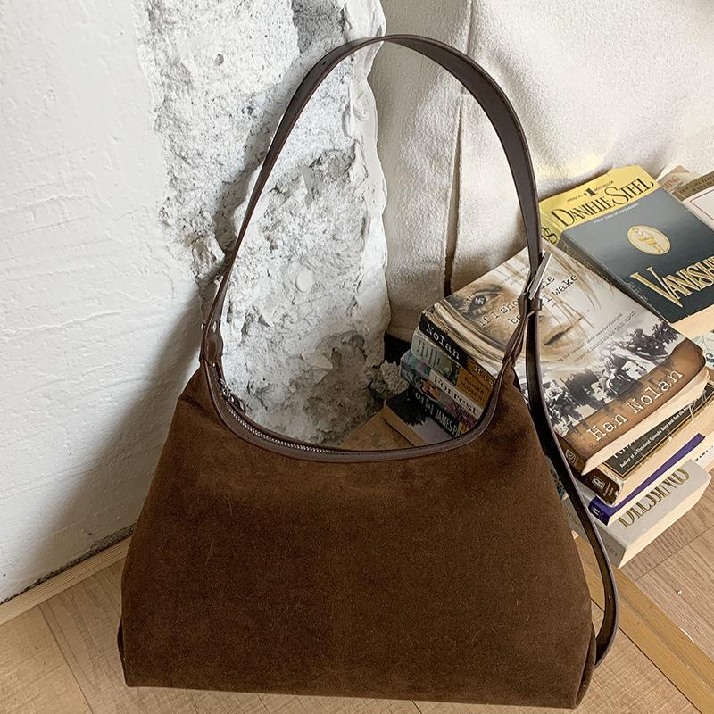 Niche Retro Suede Bag Autumn and Winter New Simple Underarm Bag Single Shoulder Underarm Small Bag