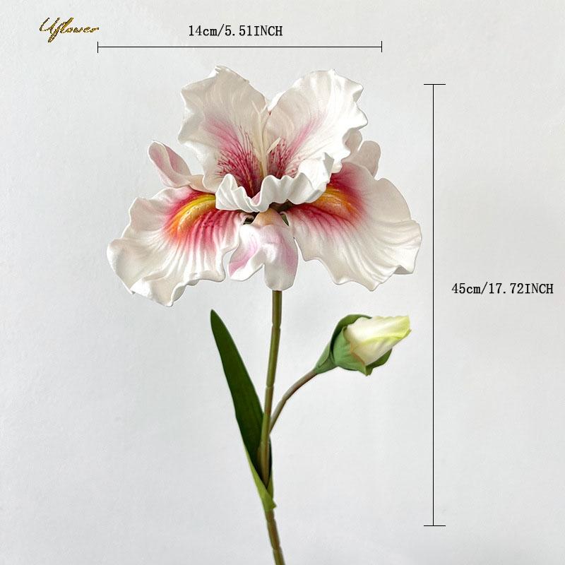 

Uflower 45см Искусственный цветок Букет роз Ирис Элис EVA На ощупь Искусственный цветок Домашний Свадебный декор Розовый Белый Камелия Цветочный подарок 1pc 45cm белый