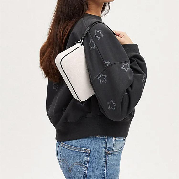 Coach Nolita 19 Solid Color Brand Logo Hardware Buckle Card Slot Leather Underarm Handbag Shoulder Bag Small Women Handbag White CP490-SVDMH