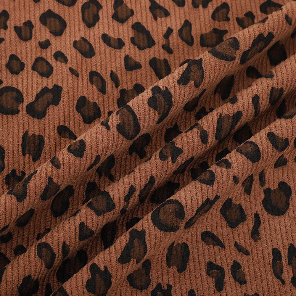 100*150CM Leopard print Corduroy fabric small flower Polyester print cloth fashion Women's DIY clothing handmade Sewing quilting