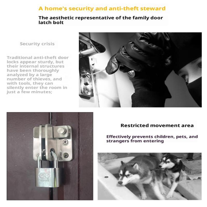 Neuer Verdickter Diebstahlsicherer Türschlossriegel Edelstahl Sicherheits-Türriegel Vorhängeschloss Schrank Hängebolzen Heim Möbelbeschläge