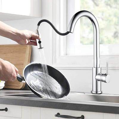 Rubinetto per Lavello Cromato con Ugello Estraibile Spazzolato