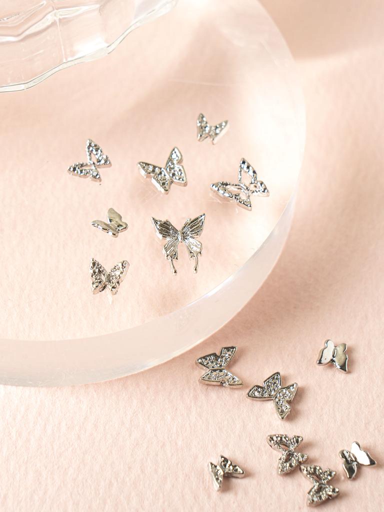 Silver Butterfly Nail Art Charms (15 Pcs Set)