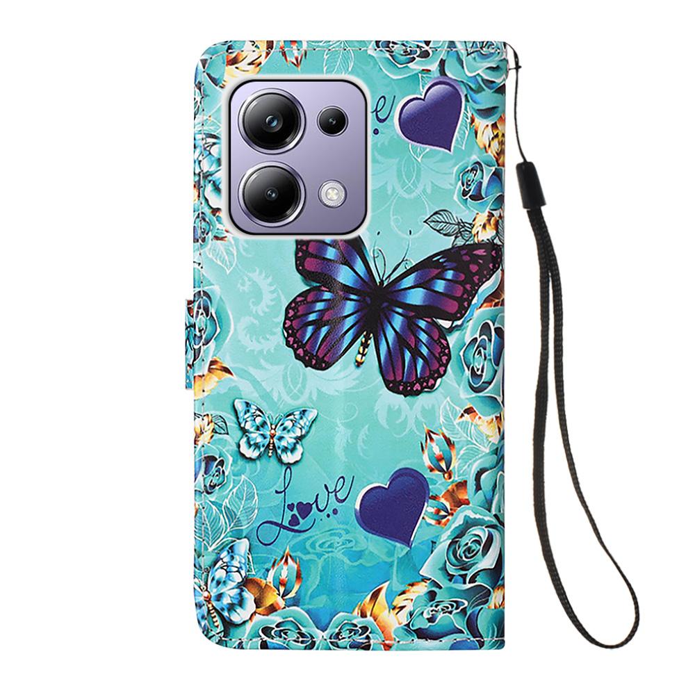 For Xiaomi Redmi Note 13 Pro 4G/Poco M6 Pro 4G Leather Case with Strap and Card Holder Pattern Printing Phone Cover