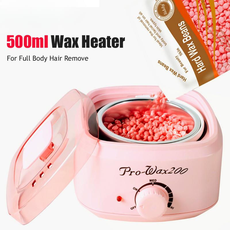 500ml Wachsmaschinen-Set zur Haarentfernung, Enthaarungswachs-Erhitzer, Tauchtopf, Paraffin-Wachswärmer, Wachsschmelz-Epilierer-Wachsbohnen