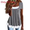 Womens Summer Casual T Shirt With Button Details And Cotton Fabric For Office Wear