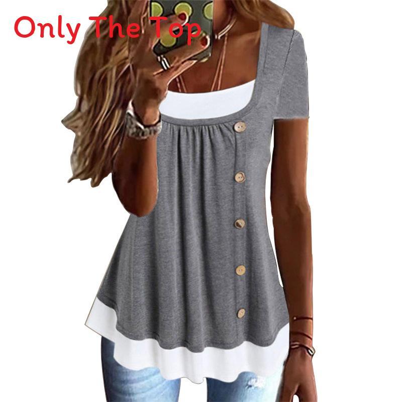 Womens Summer Casual T Shirt With Button Details And Cotton Fabric For Office Wear
