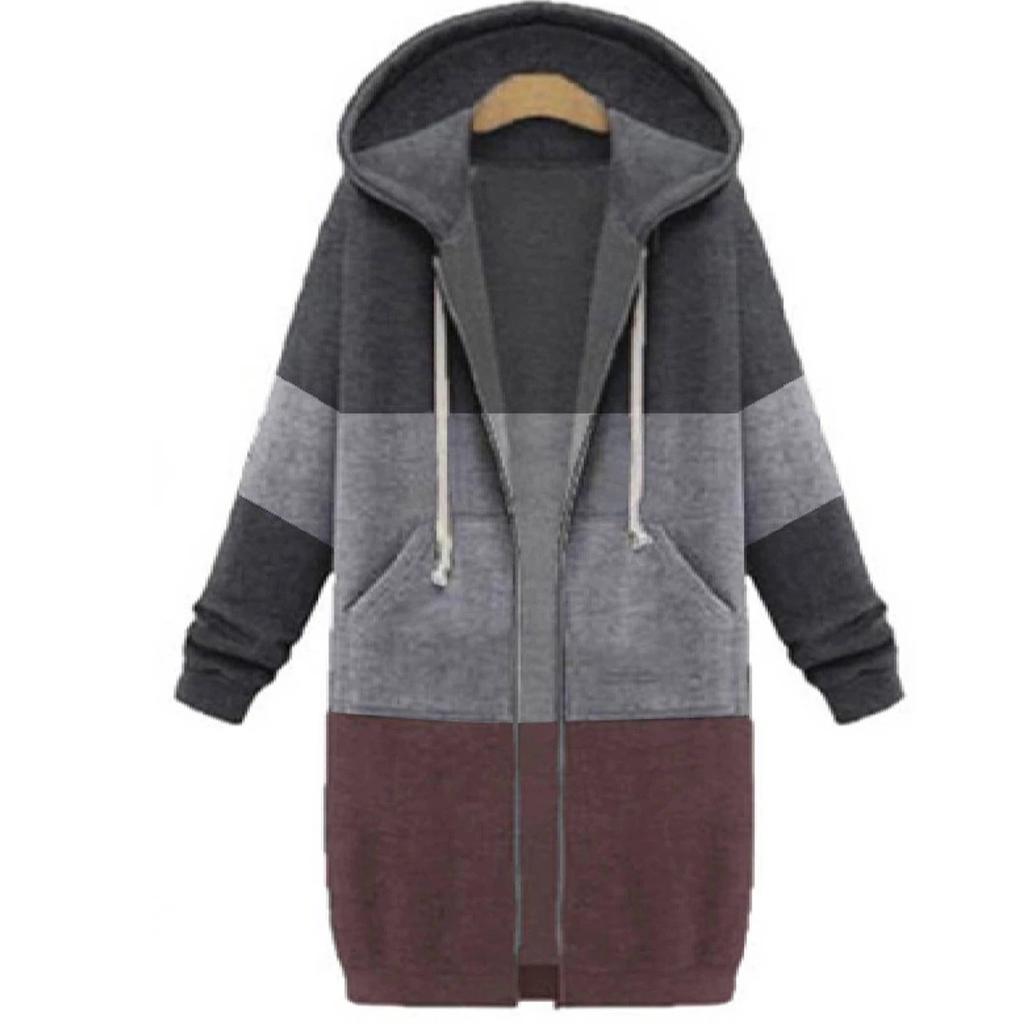 Sweat-shirt polaire à capuche avec fermeture éclair pour femme, manteau Long, veste, vêtements d'extérieur