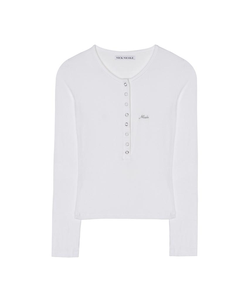 Nigaennikol Button Henley Neck Top_Ivory