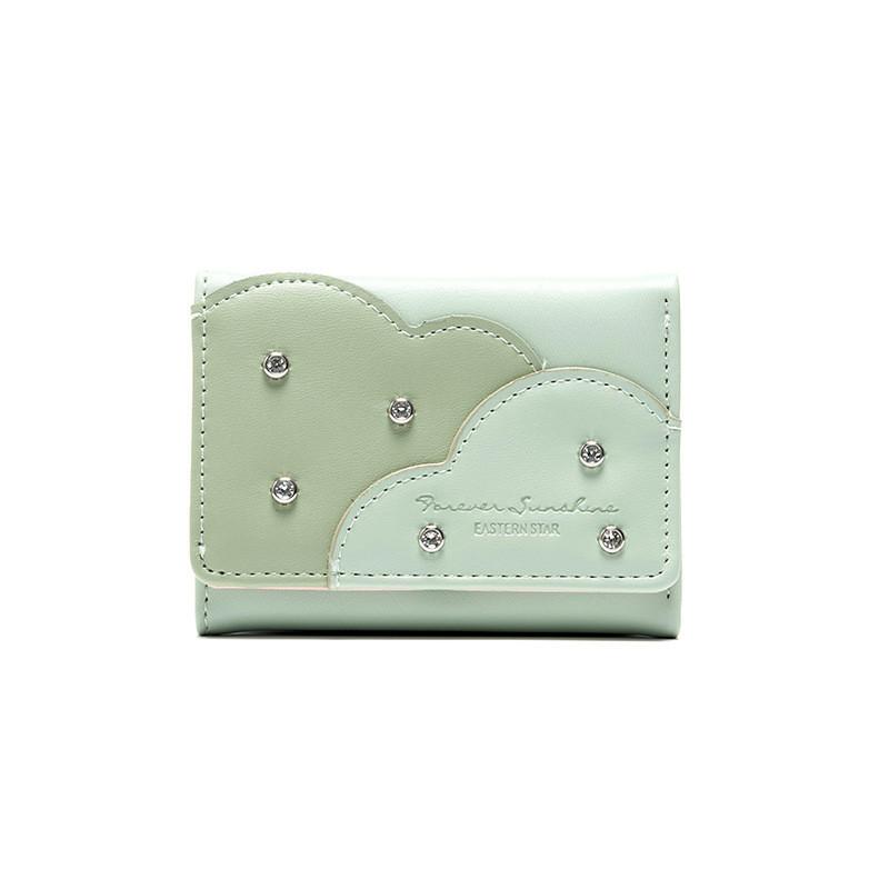 New Pu Material Large Capacity Multi-card Slots Simple Rivet Student Korean Style Ladies Tri-fold Coin Purse Cross-border