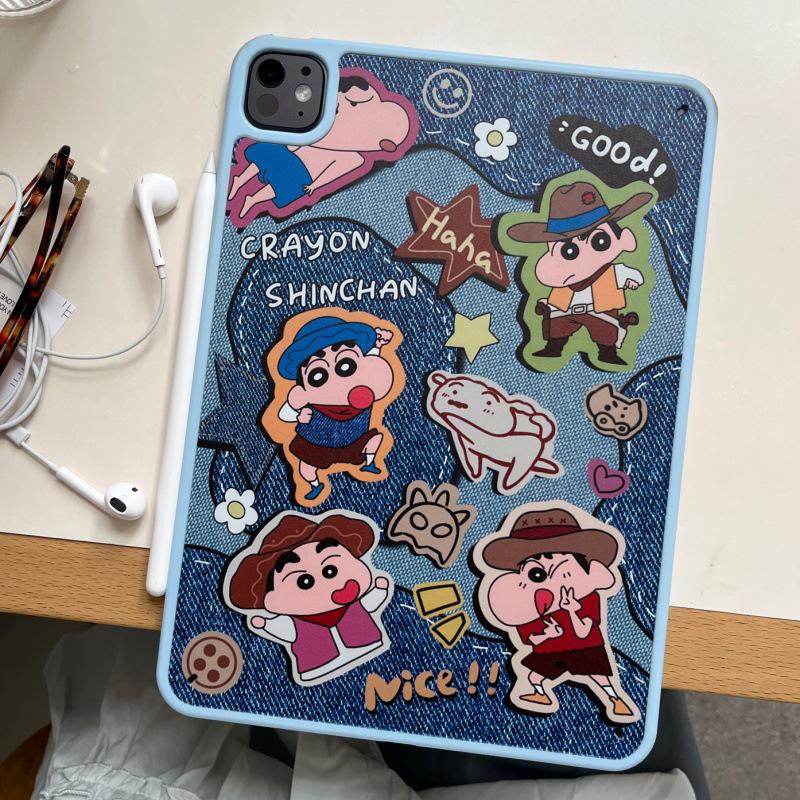 

iPad Air 5 Case - Blue Denim Edge with Crayon Shin-chan Design, Compatible with 10th Gen iPad iPad mini 6/7 (8.3 inches)