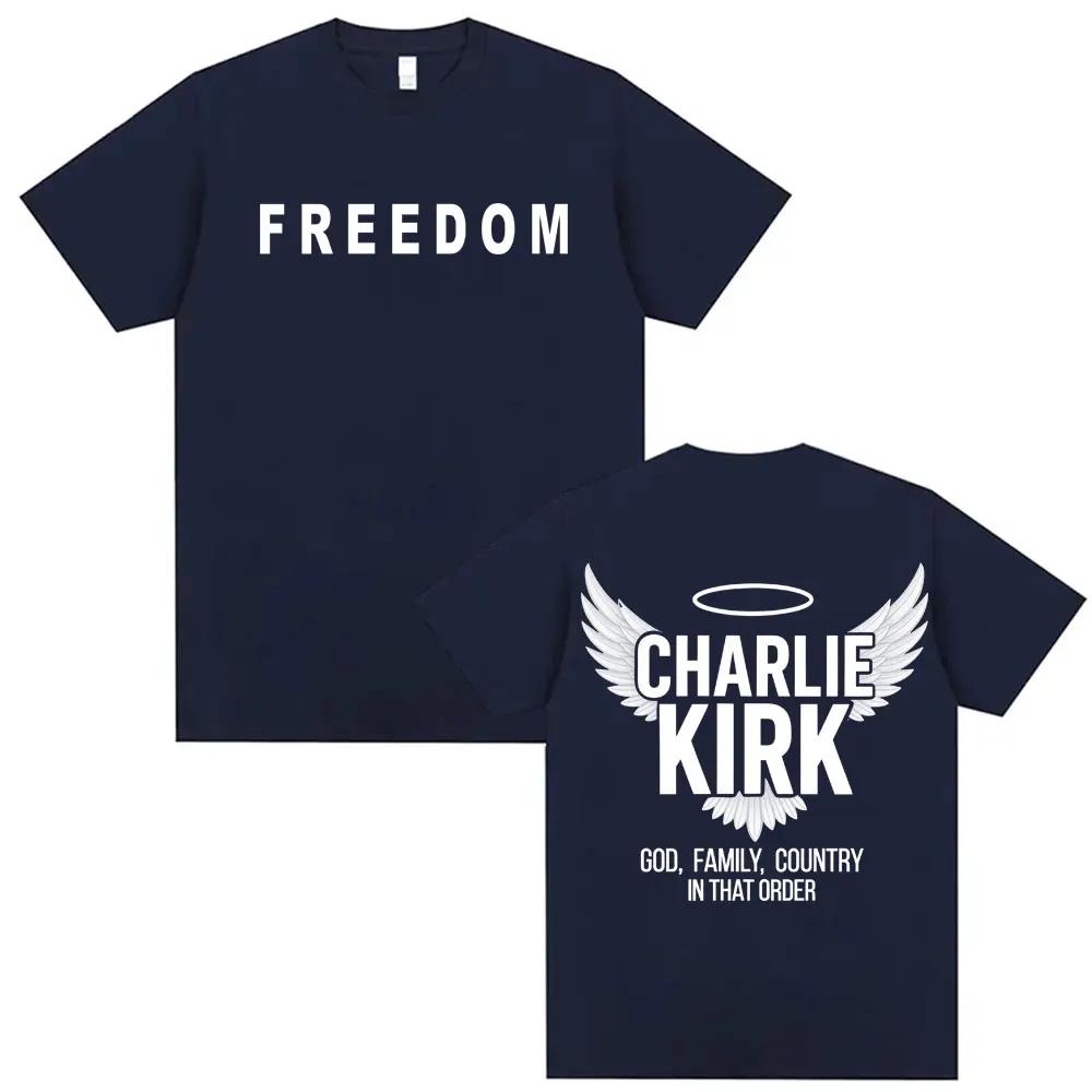 Justice for Charlie Kirk Freedom TShirt Men Women Summer Retro Short Sleeve Tshirts 100 Cotton Oversized Short Sleeve T Shirts S