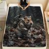 Hiking Animals Print Flannel Blanket,High Quality Comfortable for All Seasons,Home Decor,Warmth and Comfort,Perfect for Christmas Gifts