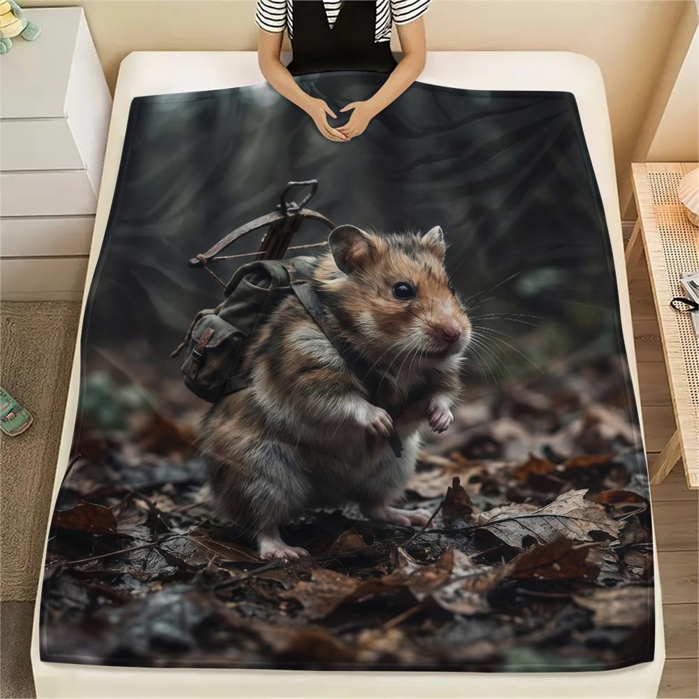 Hiking Animals Print Flannel Blanket,High Quality Comfortable for All Seasons,Home Decor,Warmth and Comfort,Perfect for Christmas Gifts