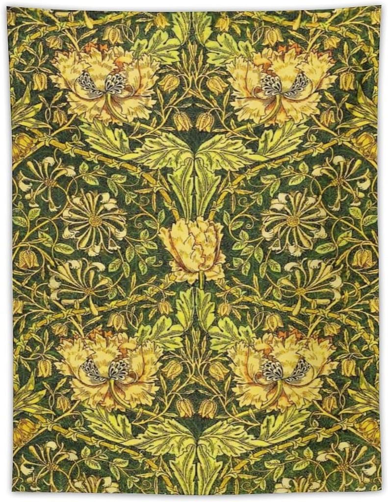 Arazzo da Parete con Piante Vintage, Classico Medievale Vintage Motivo Floreale Moderno Arredamento Murale, Floreale Retrò Arredamento per la Casa Per