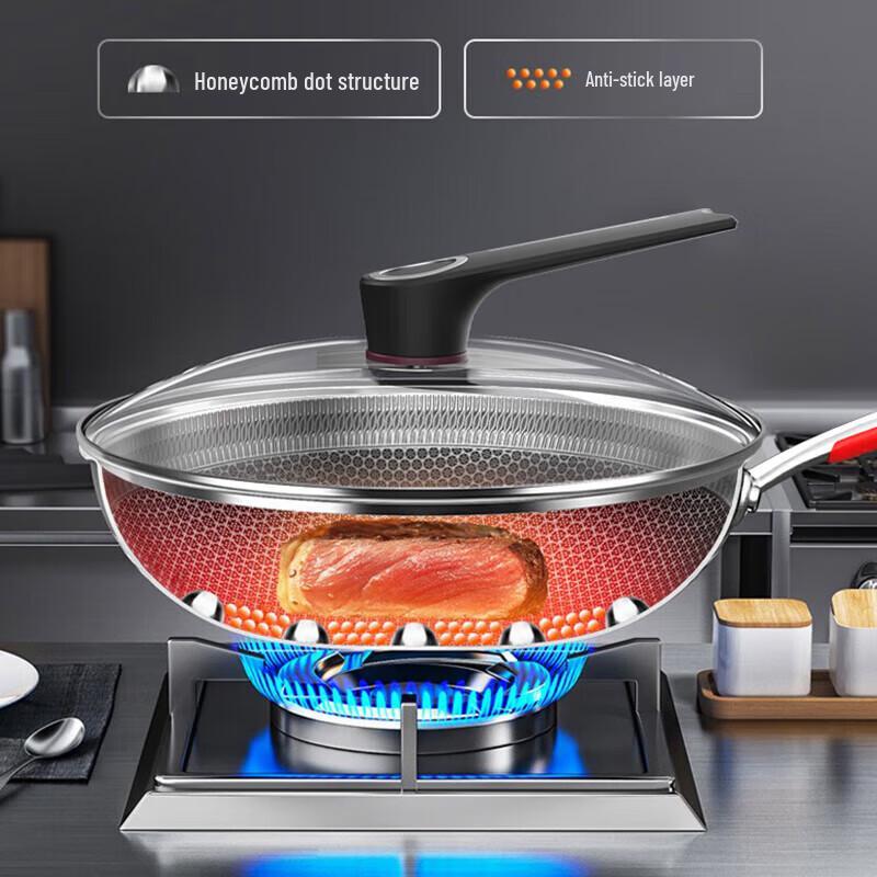 KOBACH Non-stick 304 Stainless Steel Honeycomb Wok