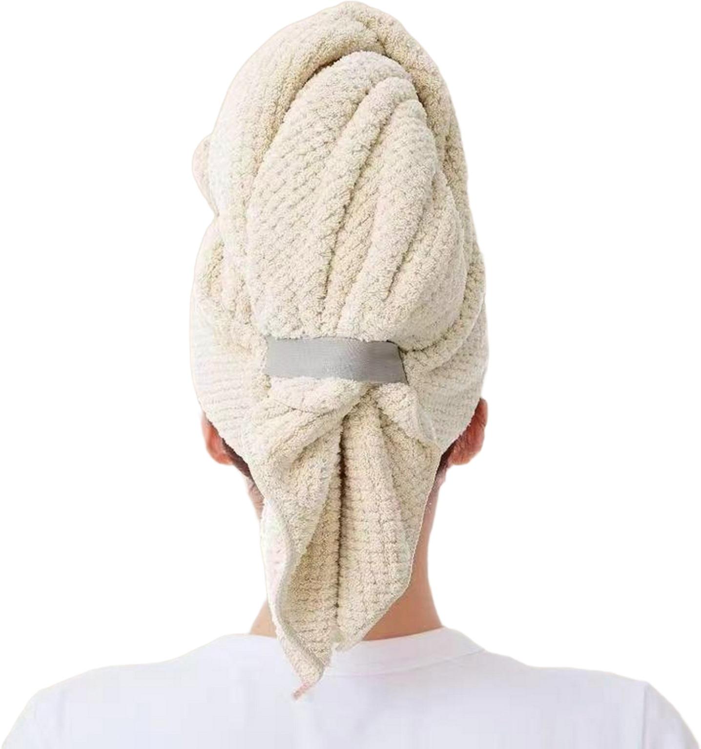 Solid color hair towel Textured dry hair cap bsorbent hair towel wrap for button-down women