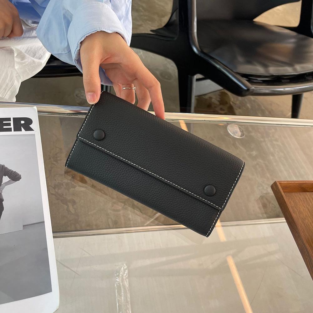 2025 Dámské peněženky z pravé kůže První vrstva hovězí kůže Dlouhá peněženka Dvoubarevné peněženky Psaníčka pro dámy Peněženky