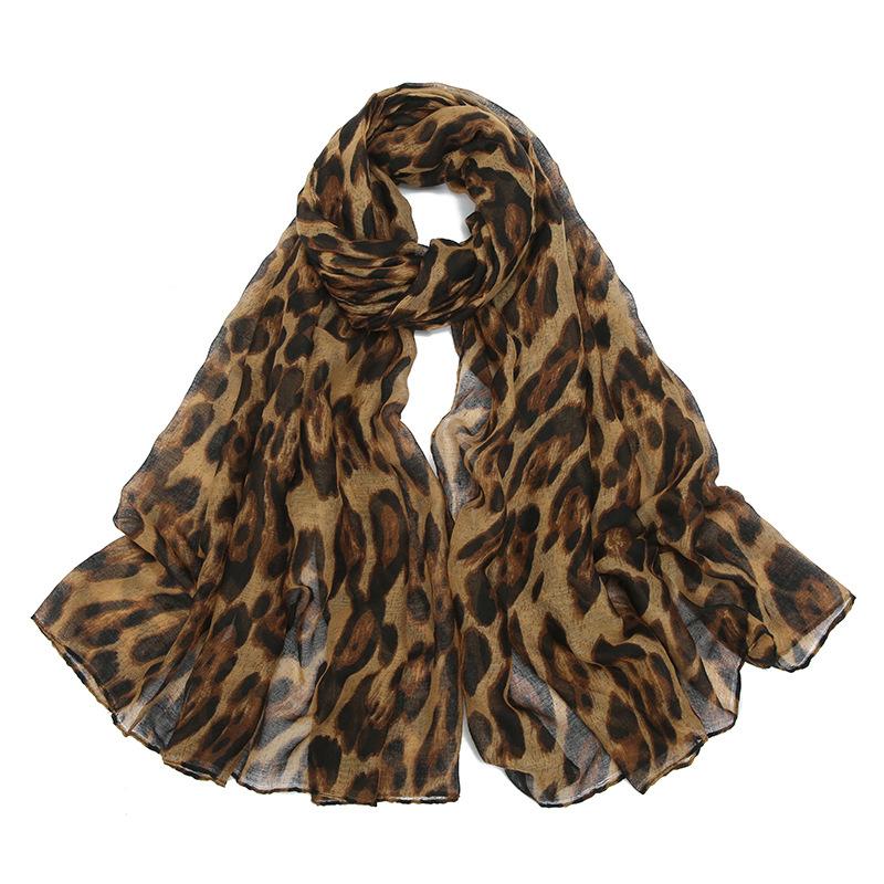 WTEMPO 1PC Outdoor Travel Sunscreen Gauze Scarves Classic Windproof Cold-proof Leopard Printed Scarf Shawls