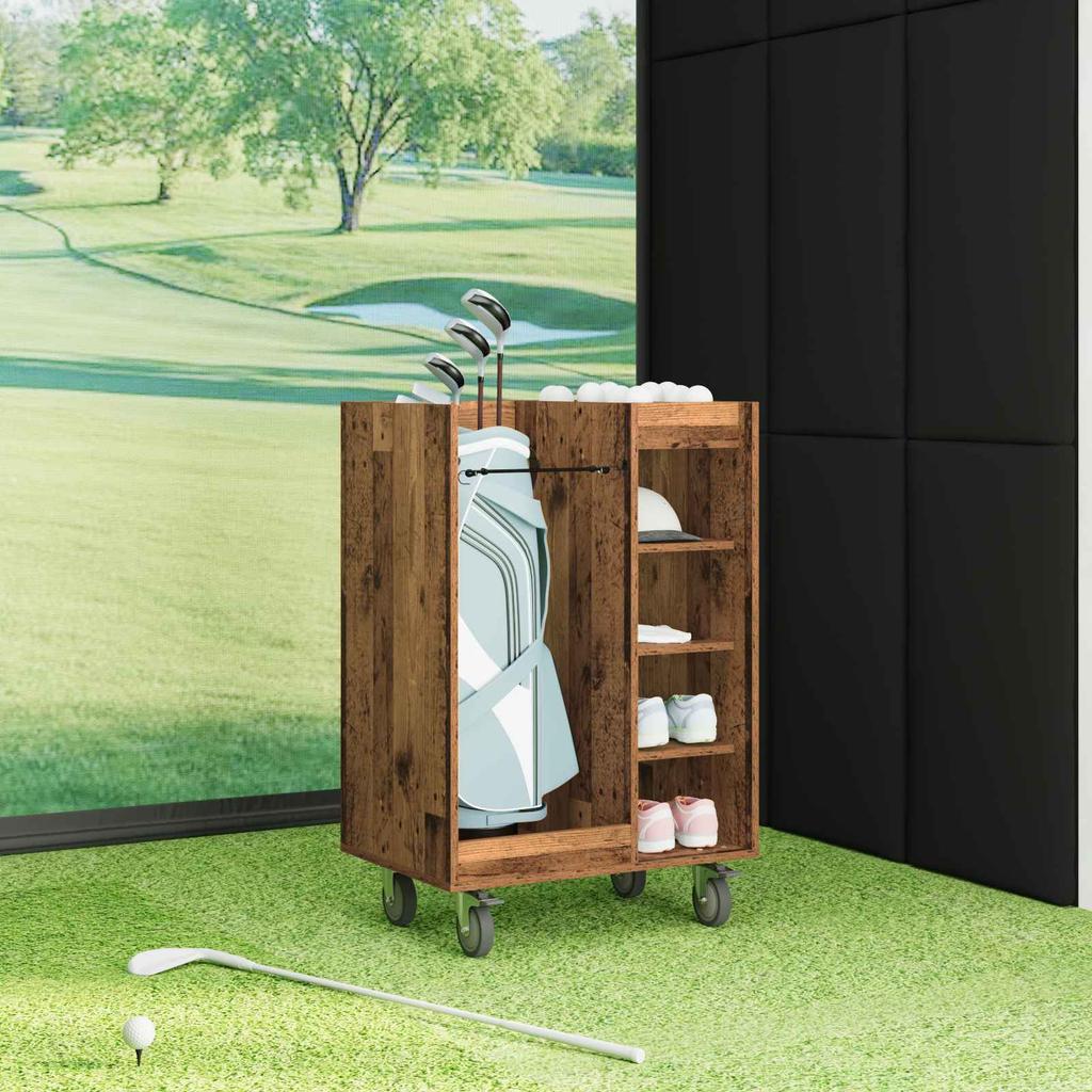 Golftafelkast met Wielen Rustieke Houtlook 65 x 45 x 98 cm