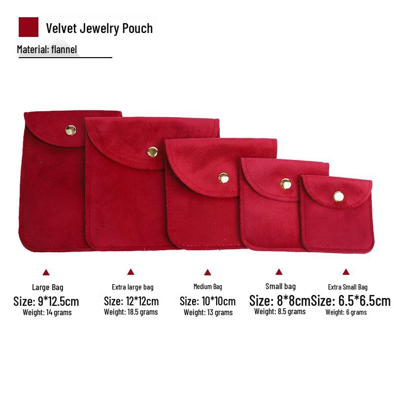 Velvet Jewelry Storage Bag with Snap Button - Necklace & Ring Organizer