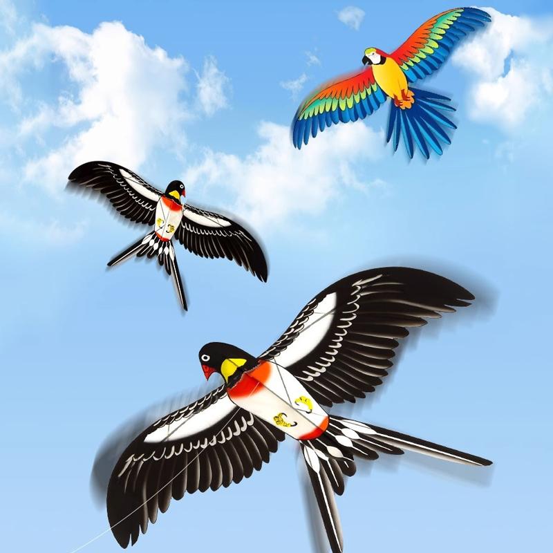 Non-Toxic Mini Fishing Rod Kite For Kids Vivid Butterfly Swallow Parrot Easy To Fly Goldfish Kites For Toddler Outdoor Beach Park Beginner