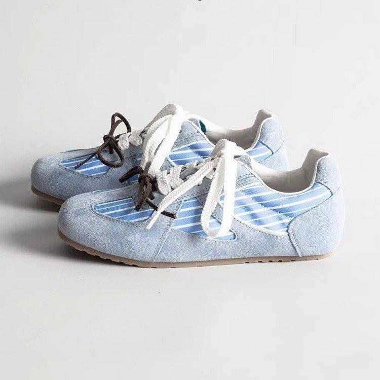 Leather Version! Inner Height-increasing Moral Training Shoes for Women, Spring and Autumn 2025 New Double Lace-up Casual Versatile Sports Shoes 