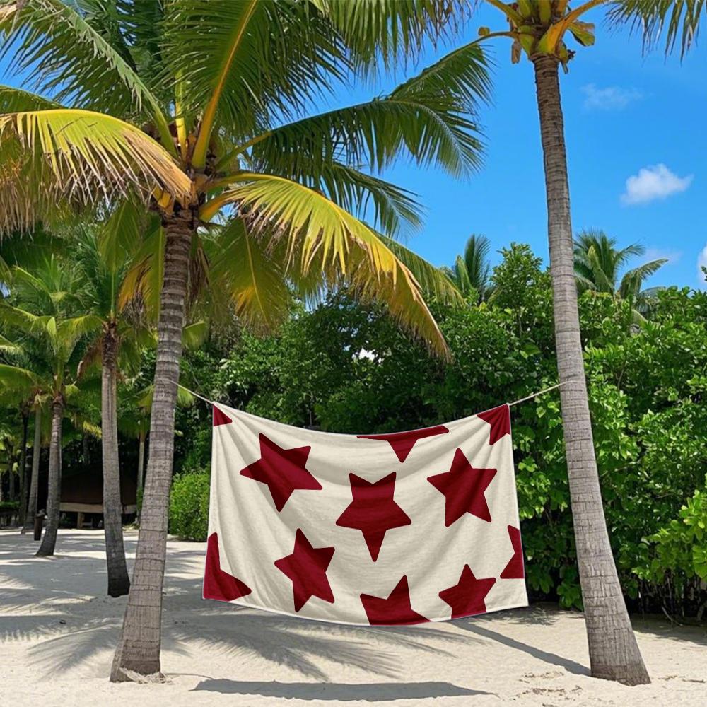 Cream red heart Quick Drying Bath Towel Microfiber beach towel - light weight swimming camping  yoga beach out