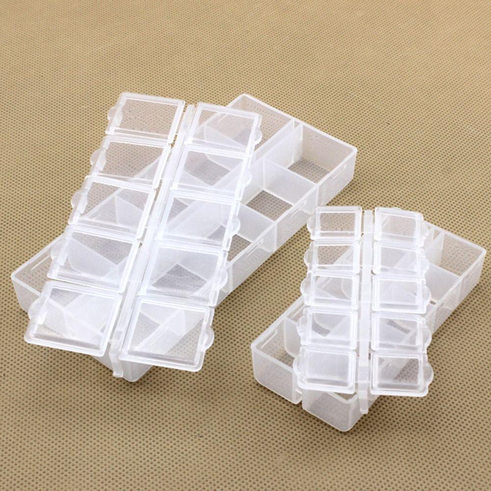 10 Grid Earrings Necklace Organizer Double Row Pill Box Holder Container Medicine Storage Case