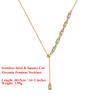 EFFIE QUEEN Stainless Steel 18k Gold Square Cut Pendant Necklace Timeless Jewelry for Women, Men Wedding Party Banquet STKN07