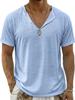 Men V Neck Solid Color Loose Casual Short Sleeve Breathable T Shirt
