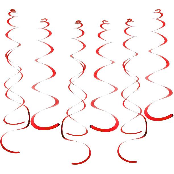 Fumwase 30 PCS Party Swirl Decorations Hot Pink Shinny Foil Hanging Swirl Decorations with Double-Swirls and Single-Swirls Plastic Streamer for