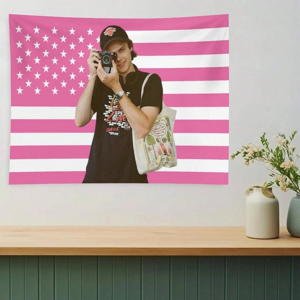 1Pc Conrad Fisher Flag Christopher Briney Merch Dorm Room Essentials Pink American Flag Celebrity Hanging Wall Tapestry Art