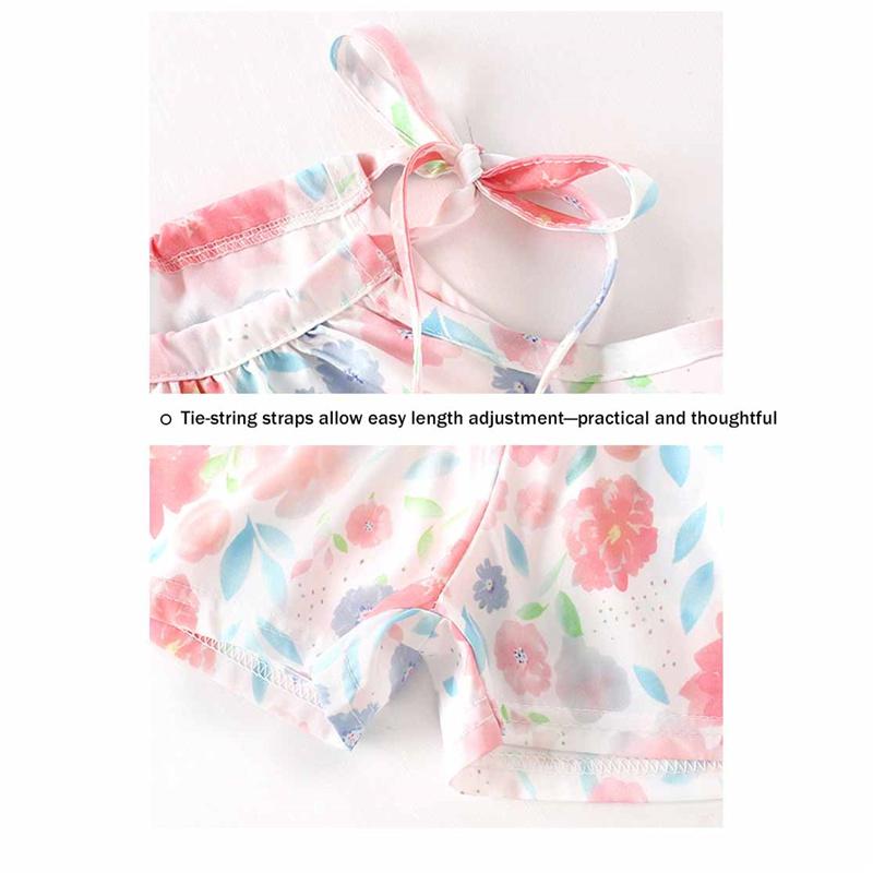 Baby Girls Summer Outfit 2-Piece Set Sleeveless Tie Strap Cami Top + Shorts Cool Comfortable Printed Toddler Clothes