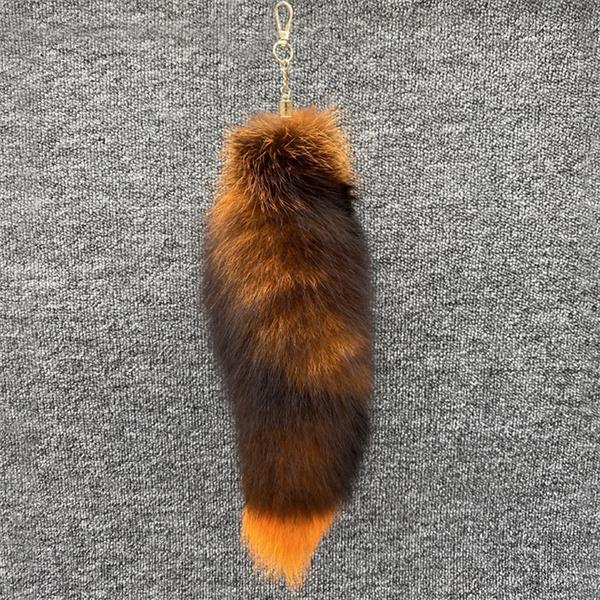 Enorme Pluizige Nepbont Vosstaart Sleutelhanger Tas Charms Therian Staart Vosstaart Sleutelhanger Bont Hanger Sleutelhanger Pluche Hanger Cadeau Voor brown
