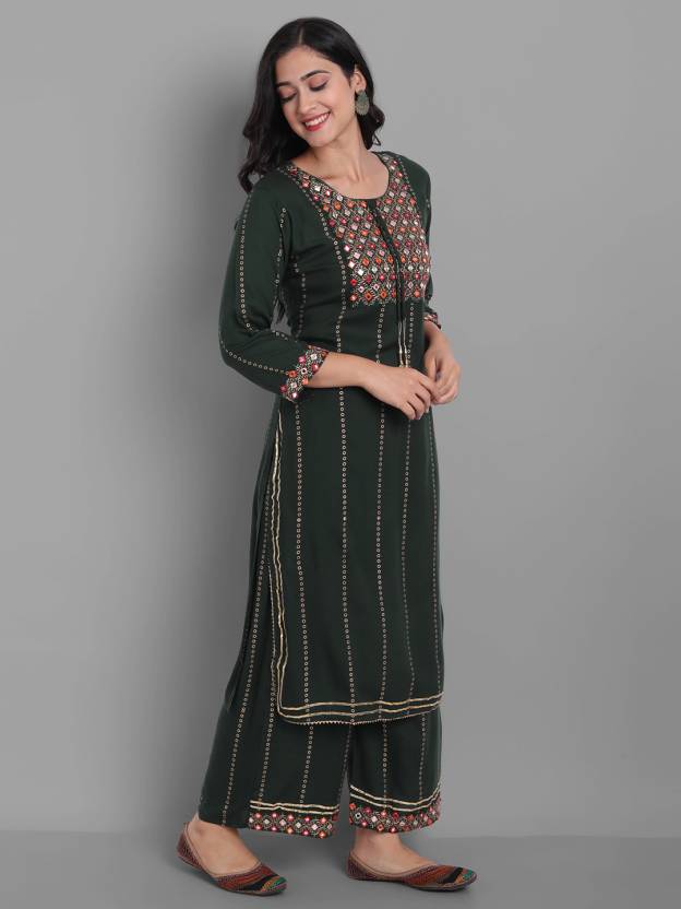 Women Designer Kurta Pant Dupatta Set Indian Party Wear Top Tunic Salwar Suit Kurti Dress