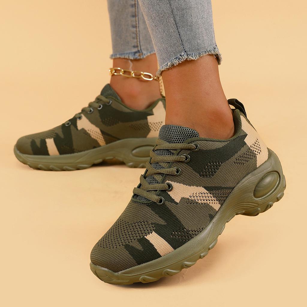 Tai Run Women'S Camouflage Sports Shoes: Low Cut, Lace Up, Breathable Fabric, Eva Sole, Blending North American And European Sty