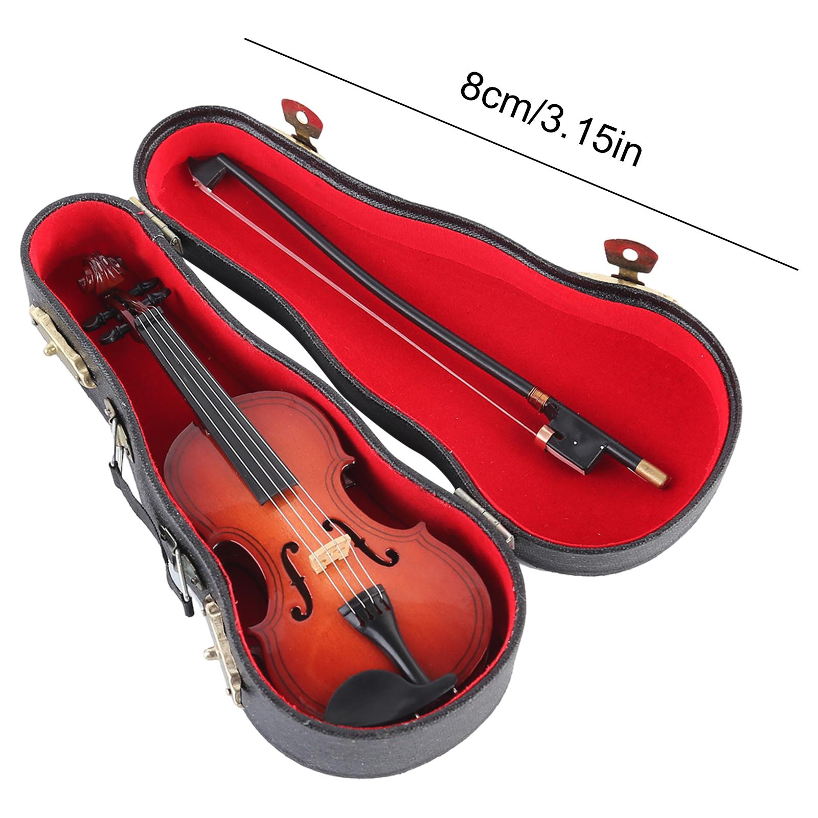 

8-25cm Miniature Violin Model with Bow Stand Support Case Resin Mini Musical Instrument Dollhouse Accessories Desktop Ornaments