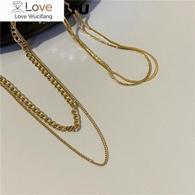 Stainless Steel New Punk Hip Hop 2 Layer Geometric Cube Link Necklace For Women Gift Trend Choker Fashion Jewelry Party