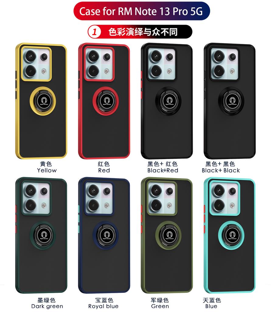 Phone Case For Xiaomi Redmi Note 13 Pro 5G 4G A3 Car Magnetic Ring Anti-fall With Bracket Matte Silicone Protection Cover Coque
