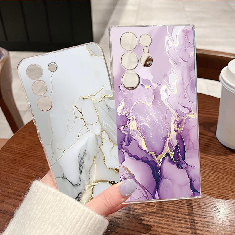 Marble Pattern Clear Phone Case For Samsung Galaxy S26 S25 S24 S23 Ultra S22 Plus S24 S21 FE S25 Edge Transparent TPU Soft Cover