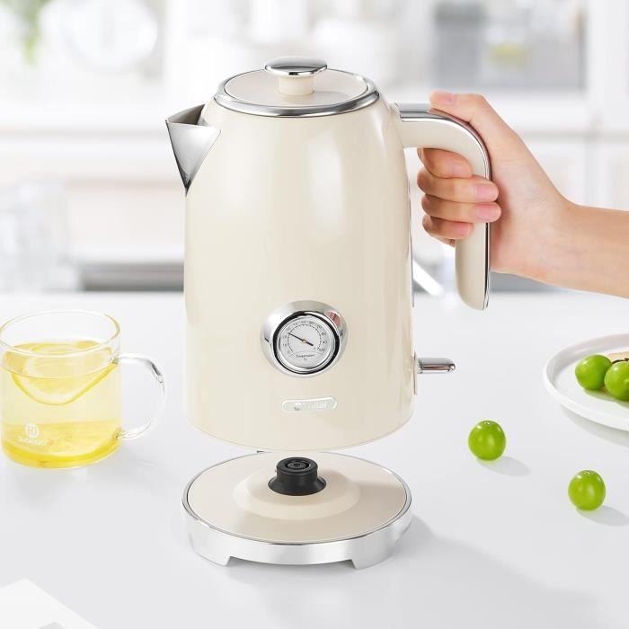 Waterkoker - wiltal - 1,7 l - 2200 w - retro - roestvrij staal - crème