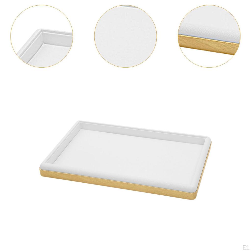 Brushed Leather Jewelry Display Tray, Empty And Flat Storage Tray for Cases,