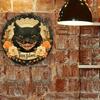 Vintage 8x8 Inch Black Cat Metal Sign Retro Halloween Tin Plaque For Home Bar Wall Decor