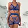 Night Wear Sexy Lace Three Pieces Set Bra and G String with Garter Belt Transparent Erotic Sexy Lingerie Woman Lingerie Erotic