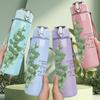 1PC Eucalyptus Leaf Scripture 750ml Color Plastic Sports Water Bottle Leakproof Flip Straw Lid Suitable for Sports Office Home Use