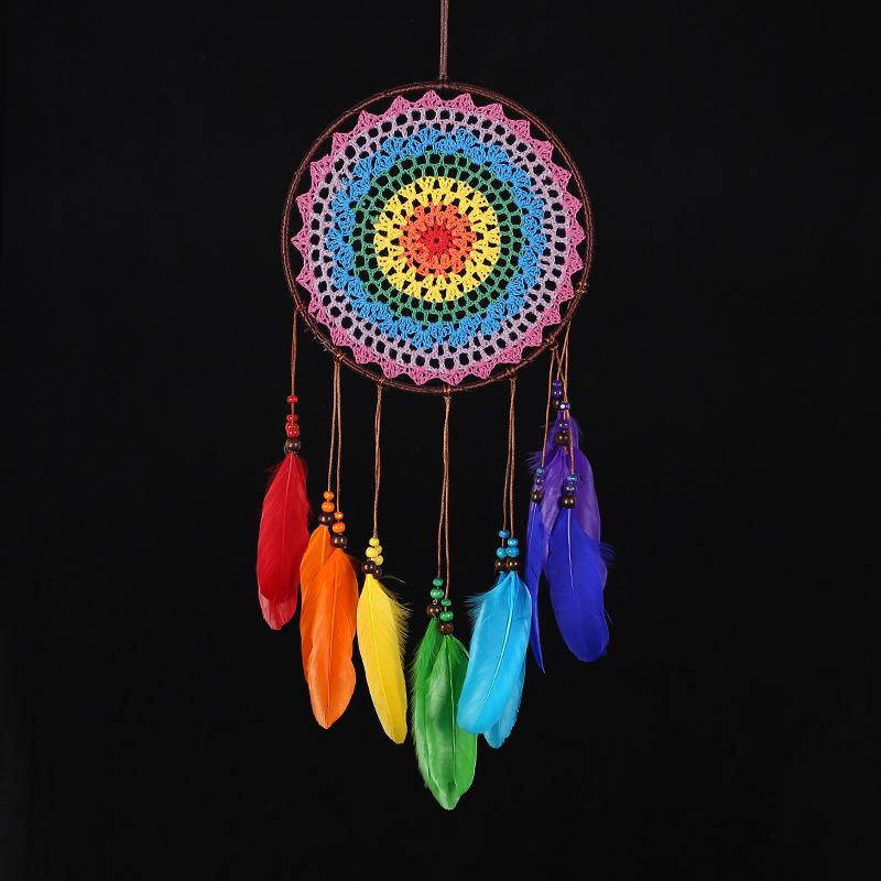 Seven-Color Feather Indian Dreamcatcher Wind Chime Ornament
