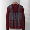 Men's Wool V-Neck Cardigan: Autumn & Winter Knit Long Sleeve Sweater - Thick, Warm, Business Style for Middle-Aged & Dad's Wear.