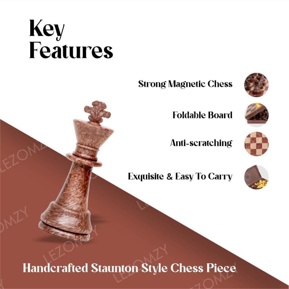 Magnetisches Schachbrett Lernspielzeug Reiseschachset mit klappbarem Brett für Kinder und Erwachsene Drinnen Draußen Lern-Reisespielzeug Holzfarbe