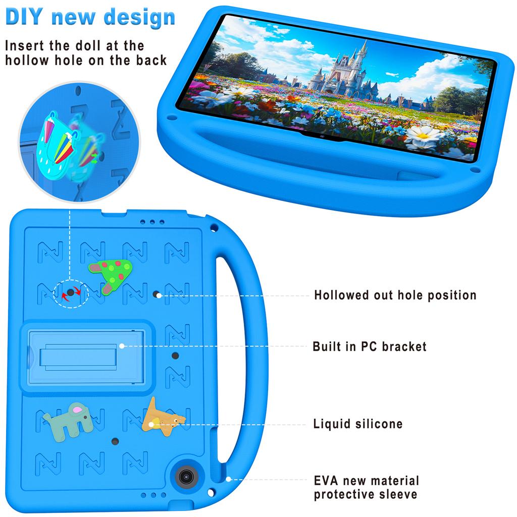 Für Lenovo Tab 10.1 (2025) TB-311XU/Tab TB311FU Hülle mit Ständer Cartoon-Design Anti-Drop EVA+PC Tablet-Abdeckung mit Riemen für Kinder
